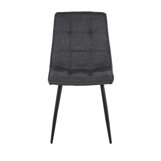 CHAISE DE SALLE À MANGER TAPISSÉE GRIS MARENGO PIEDS NOIRS TULUM 2