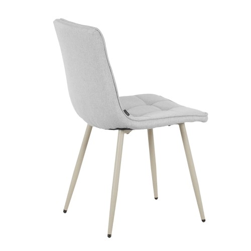 CHAISE DE SALLE À MANGER TAPISSÉE GRIS CLAIR PIEDS BEIGE TULUM