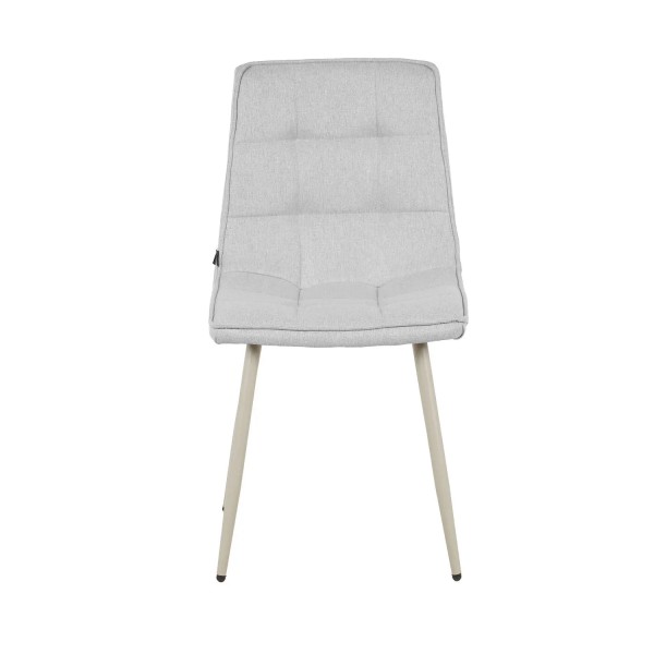 CHAISE DE SALLE À MANGER TAPISSÉE GRIS CLAIR PIEDS BEIGE TULUM
