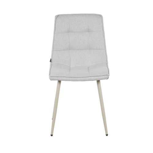 CHAISE DE SALLE À MANGER TAPISSÉE GRIS CLAIR PIEDS BEIGE TULUM
