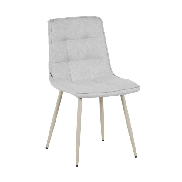 CHAISE DE SALLE À MANGER TAPISSÉE GRIS CLAIR PIEDS BEIGE TULUM