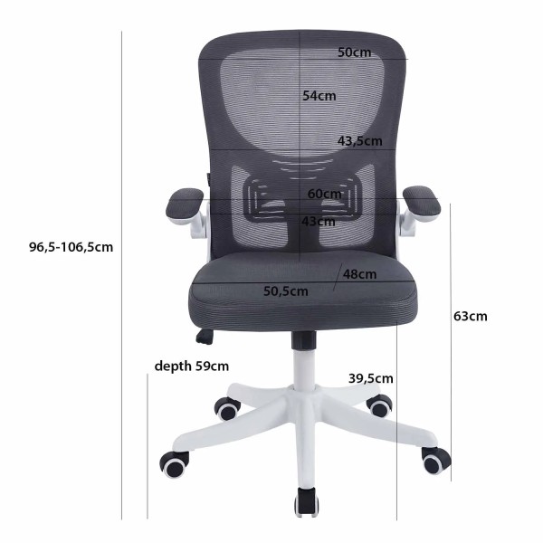 CHAISE DE BUREAU AVEC ROULETTES GRIS ET BLANC AVENTURINA