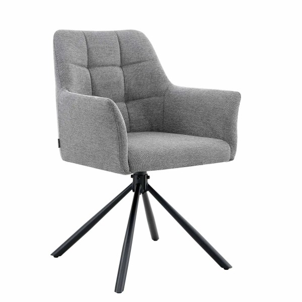 FAUTEUIL ROULETTE TAPISSÉ GRIS FABRIZIO
