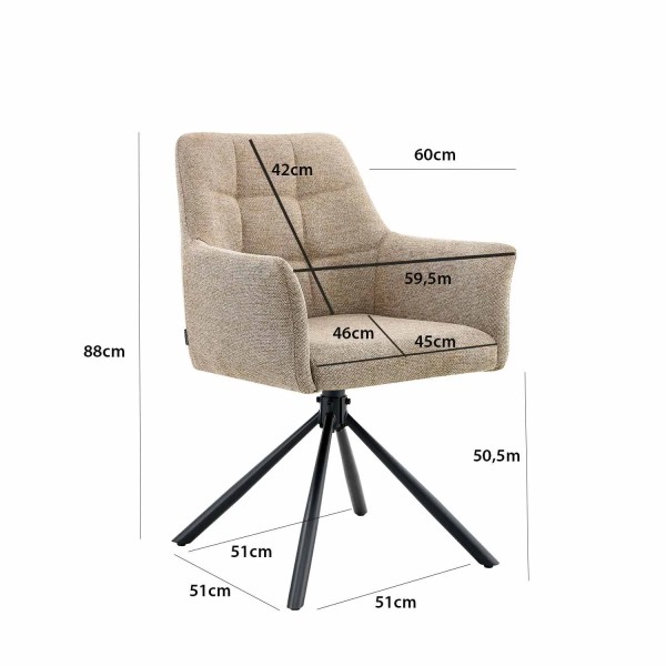 FAUTEUIL PIVOTANT TAPISSÉ COFFEE FABRIZIO