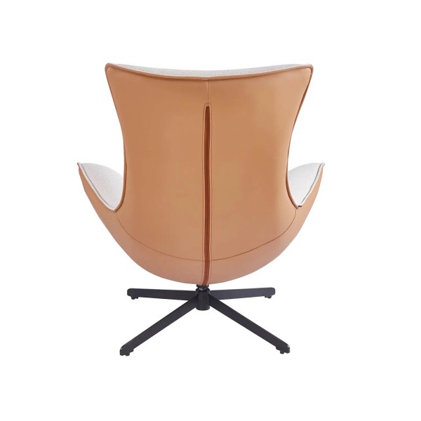 FAUTEUIL TAPISSÉ TISSU SABLE / PU MARRON LOIRA