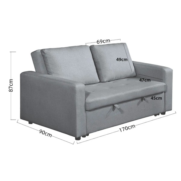 CANAPÉ-LIT TAPISSÉ GRIS TOKIO