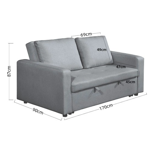 CANAPÉ-LIT TAPISSÉ GRIS TOKIO