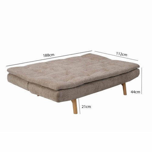 CANAPÉ-LIT EN TISSU SABLE VELMA