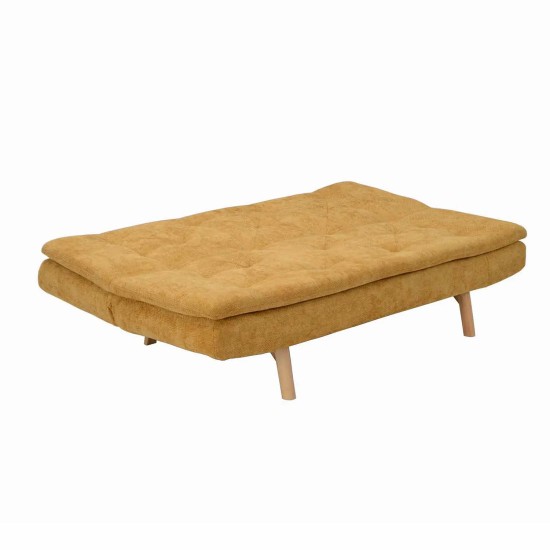 CANAPÉ-LIT EN TISSU MOUTARDE VELMA 2