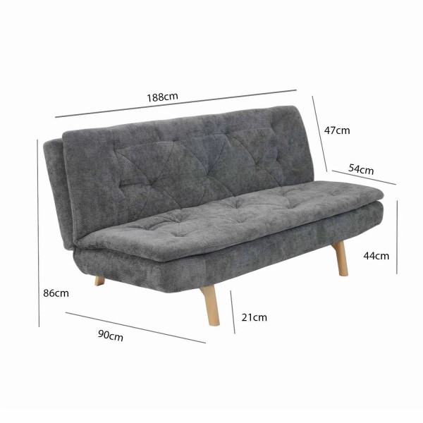 CANAPÉ-LIT EN TISSU GRIS MARENGO VELMA