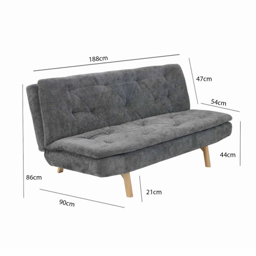 CANAPÉ-LIT EN TISSU GRIS MARENGO VELMA