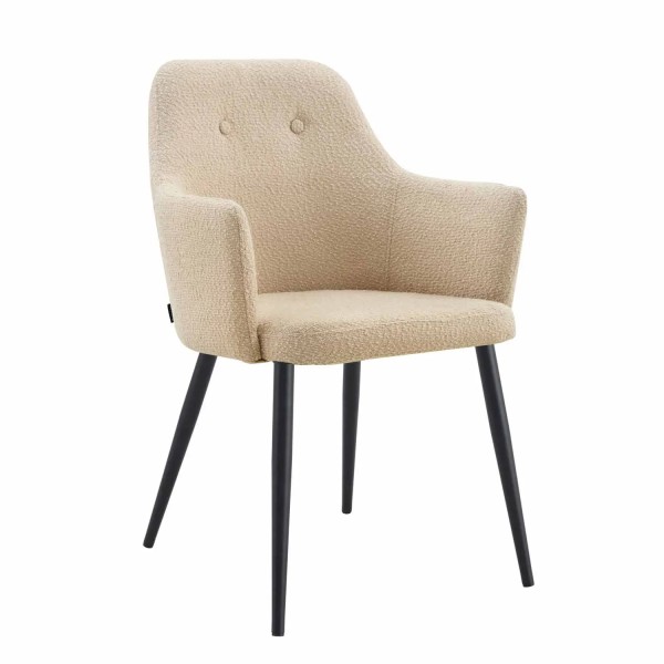 FAUTEUIL GUNNAR TISSU SABLE PIEDS NOIRS