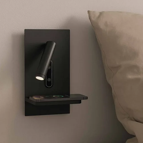 APPLIQUE LED 10W 3000–6000K TACTILE NOIR AVEC CHARGE SANS FIL MILO