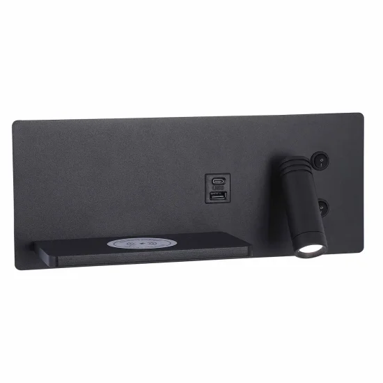 APPLIQUE LED 8W 3000–6000K TACTILE NOIR AVEC CHARGE SANS FIL ZEKO 2