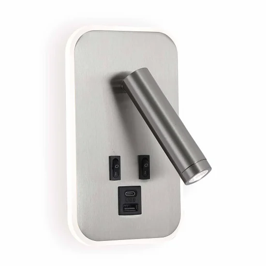 APPLIQUE MURALE LED 10W 3000–6000K USB NICKEL ORBIA 2