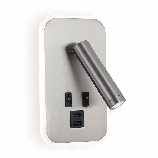 APPLIQUE MURALE LED 10W 3000–6000K USB NICKEL ORBIA