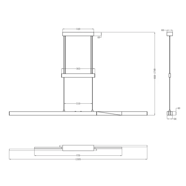 SUSPENSION LED 45W 2700K-5000K NOIR LUNOR
