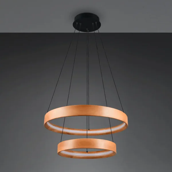 SUSPENSION LED 37W 3000K BOIS NATUREL SOLAN