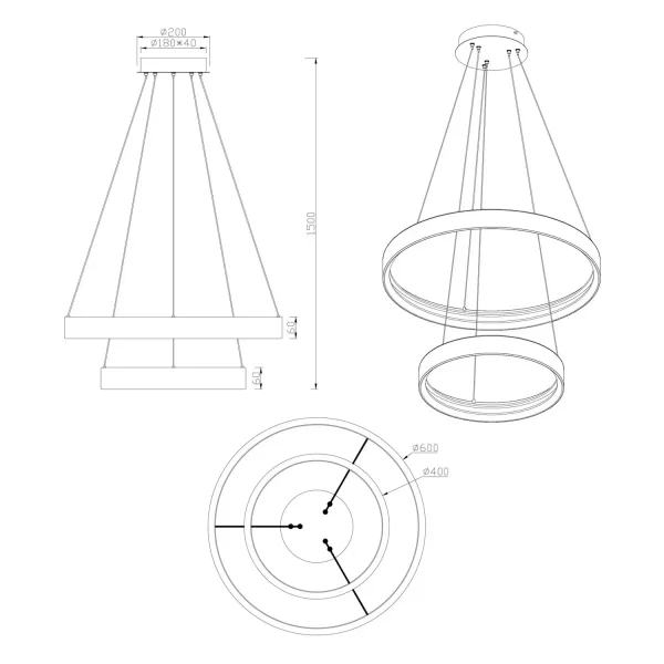 SUSPENSION LED 37W 3000K BOIS NATUREL SOLAN