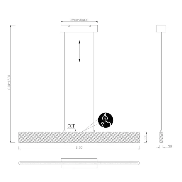 SUSPENSION LED 27W 2700-6000K BOIS NATUREL SVEN