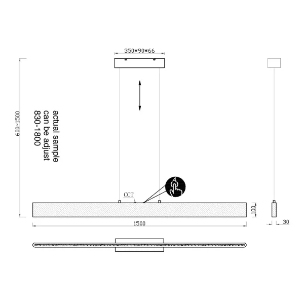 SUSPENSION LED 35W 2700-6000K BOIS NATUREL SVEN