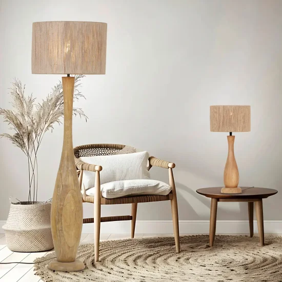 LAMPADAIRE BOIS NATUREL/JUTE E27 TAIS 2