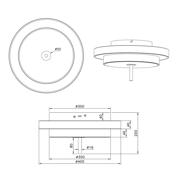 PLAFONNIER LED 34,5W RÉGLABLE 2300-3000-4000K GRIS CHAUD ELIX