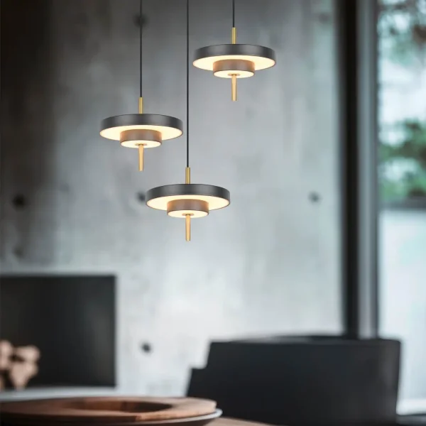 SUSPENSION LED 30W RÉGLABLE 2300-3000-4000K NOIR OR ELIX