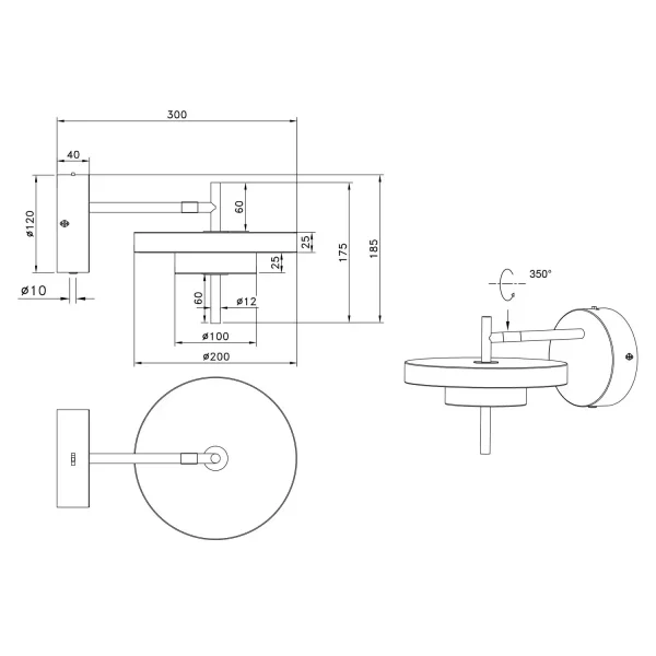 APPLIQUE MURALE LED 10W RÉGLABLE 2300-3000-4000K GRIS CHAUD ELIX