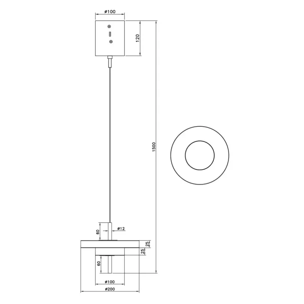 SUSPENSION LED 10W RÉGLABLE 2300-3000-4000K NOIR OR ELIX