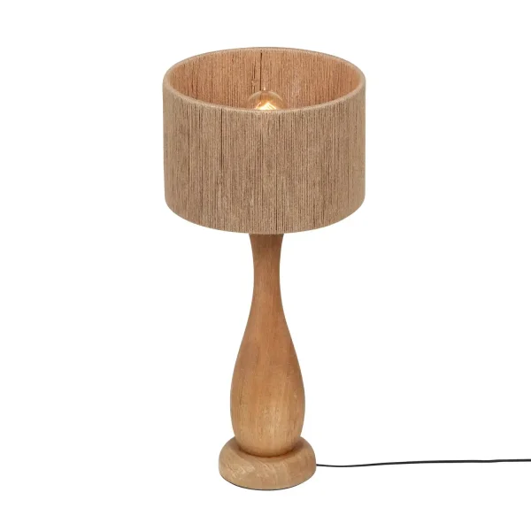 LAMPE DE TABLE BOIS NATUREL/JUTE E27 TAIS