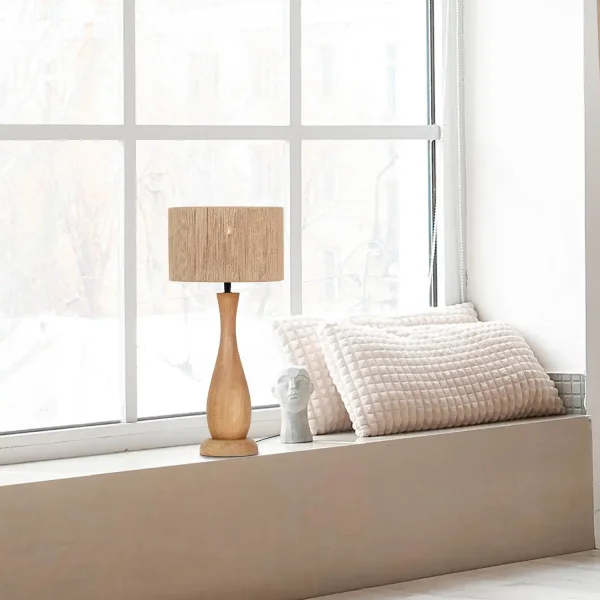 LAMPE DE TABLE BOIS NATUREL/JUTE E27 TAIS
