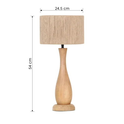 LAMPE DE TABLE BOIS NATUREL/JUTE E27 TAIS