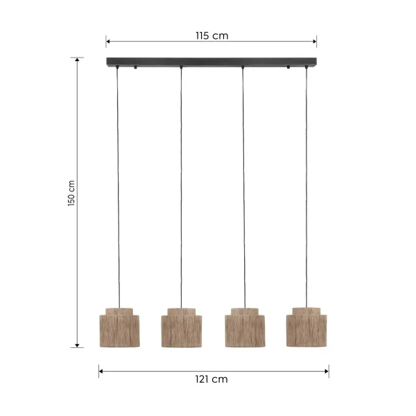 SUSPENSION 4 LUMIÈRES JUTE NATUREL E27 LEIKO