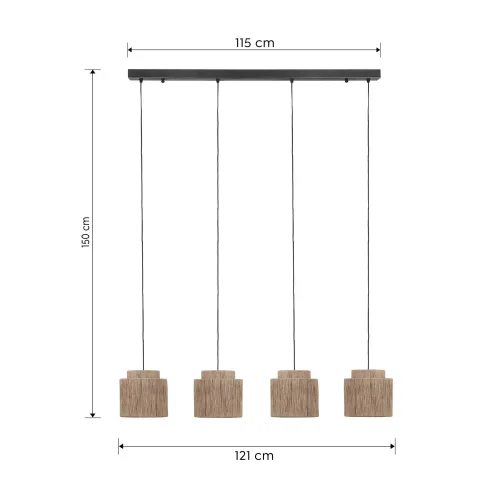 SUSPENSION 4 LUMIÈRES JUTE NATUREL E27 LEIKO