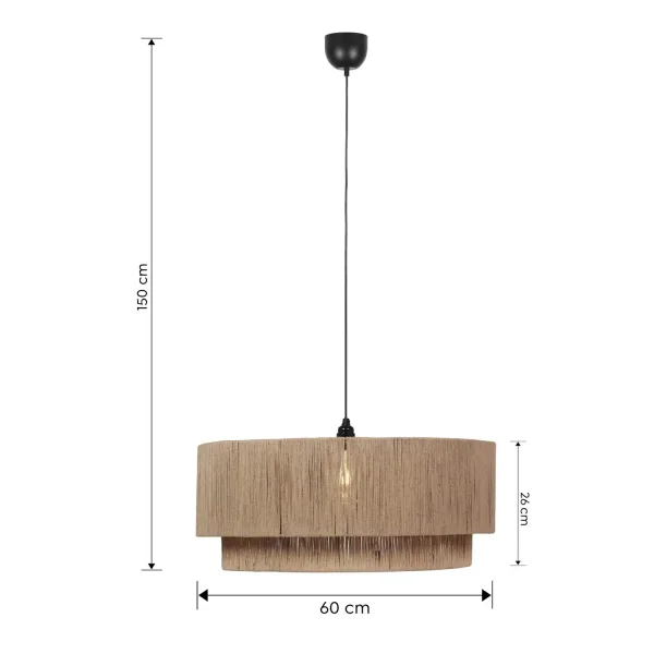 SUSPENSION 1 LUMIÈRE JUTE NATUREL Ø60CM E27 LEIKO