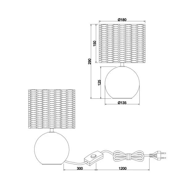 LAMPE DE TABLE CÉRAMIQUE ABAT-JOUR ALGES MARINES 29CM PADINA