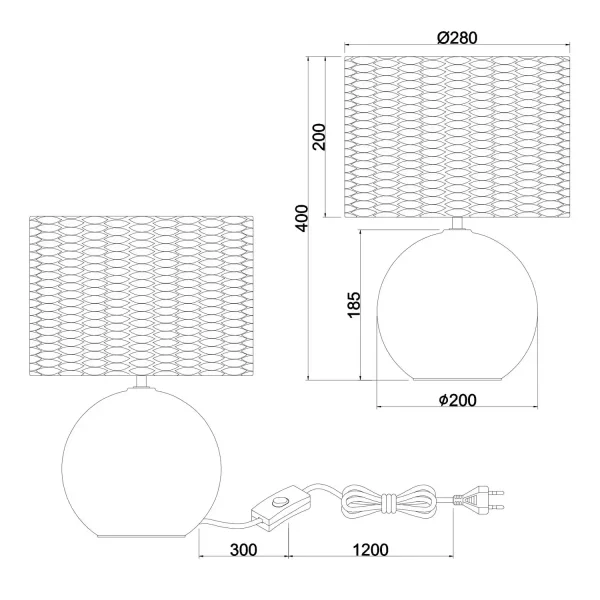 LAMPE DE TABLE CERÁMIQUE ABAT-JOUR ALGES MARINES 40CM PADINA