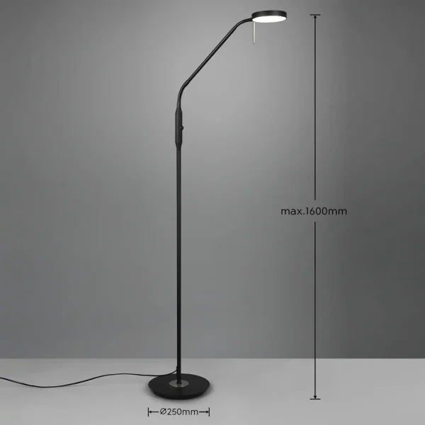LAMPADAIRE LED 12W RÉGLABLE NOIR EDEN