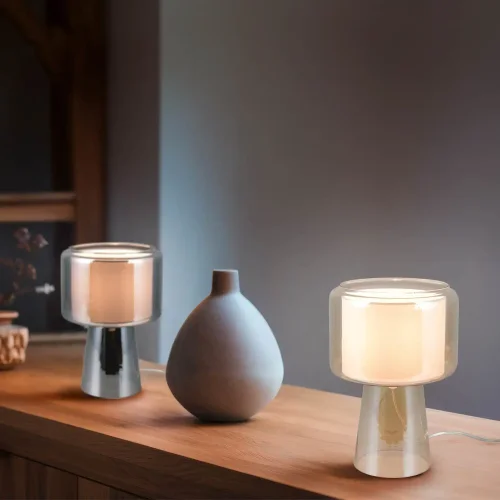 LAMPE DE TABLE EN VERRE AMBRÉ ISEN