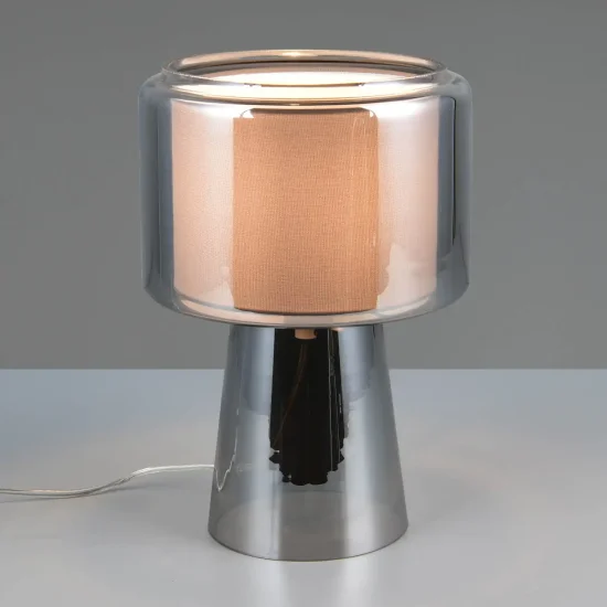 LAMPE DE TABLE EN VERRE ACIER CHROMÉ ISEN