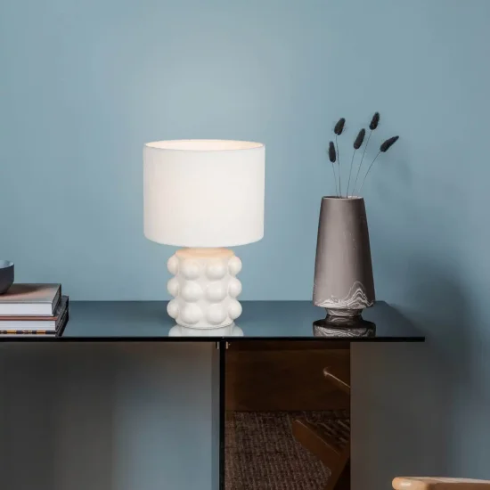 LAMPE DE TABLE EN CÉRAMIQUE BLANCHE 30 CM E14 LOREEN