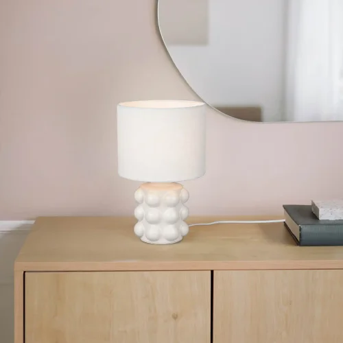 LAMPE DE TABLE EN CÉRAMIQUE BLANCHE 30 CM E14 LOREEN