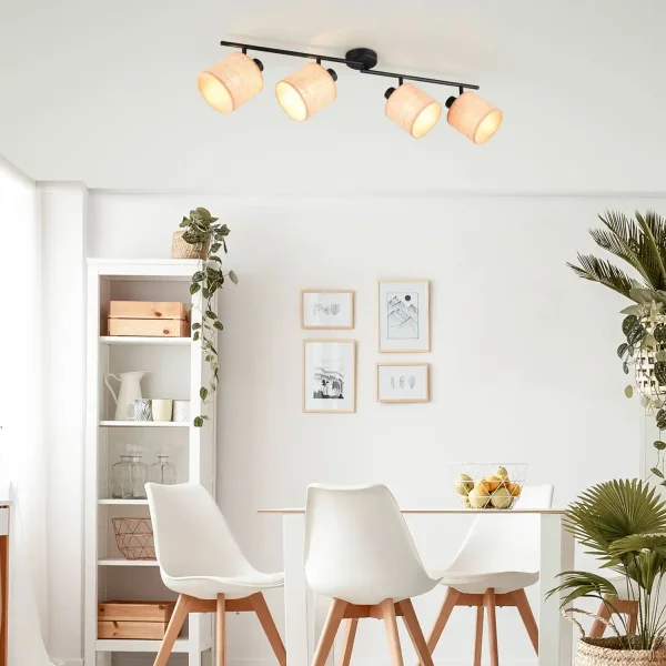 SPOT 4 LUMIÈRES AVEC ABAT-JOURS EN ALGUES MARINES E14 TERESA