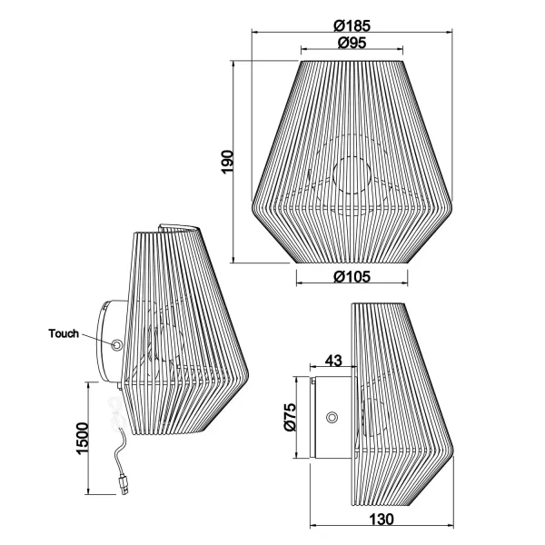 APPLIQUE MURALE LED 1,5W 3000K USB MARRON NUMA