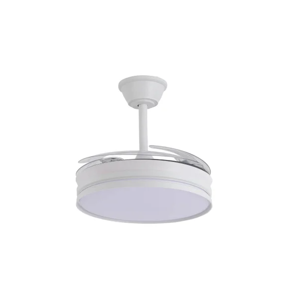 VENTILATEUR DE PLAFOND LED 40W RÉGLABLE À PALES RÉTRACTABLES BLANC CANDOR
