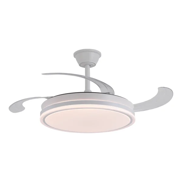 VENTILATEUR DE PLAFOND LED 55W RÉGLABLE À PALES RÉTRACTABLES BLANC DARIEL