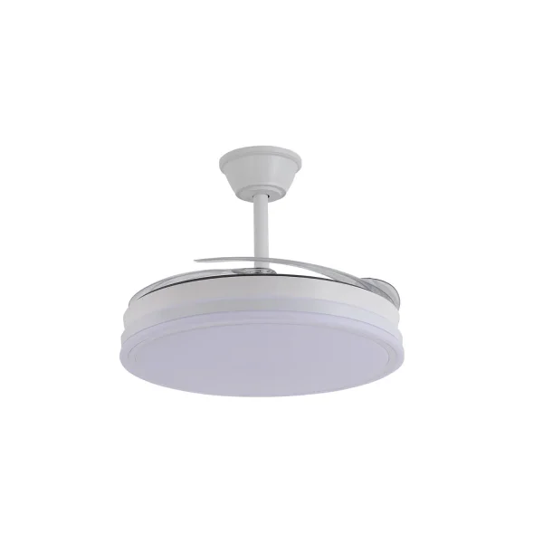 VENTILATEUR DE PLAFOND LED 55W RÉGLABLE À PALES RÉTRACTABLES BLANC DARIEL