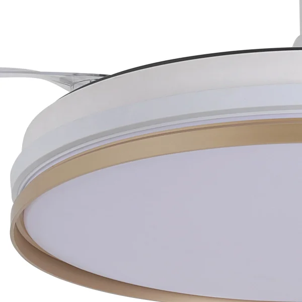 VENTILATEUR DE PLAFOND LED 55W RÉGLABLE À PALES RÉTRACTABLES BLANC/OR AURELIO
