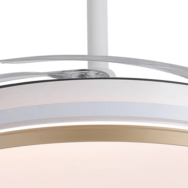 VENTILATEUR DE PLAFOND LED 55W RÉGLABLE À PALES RÉTRACTABLES BLANC/OR AURELIO